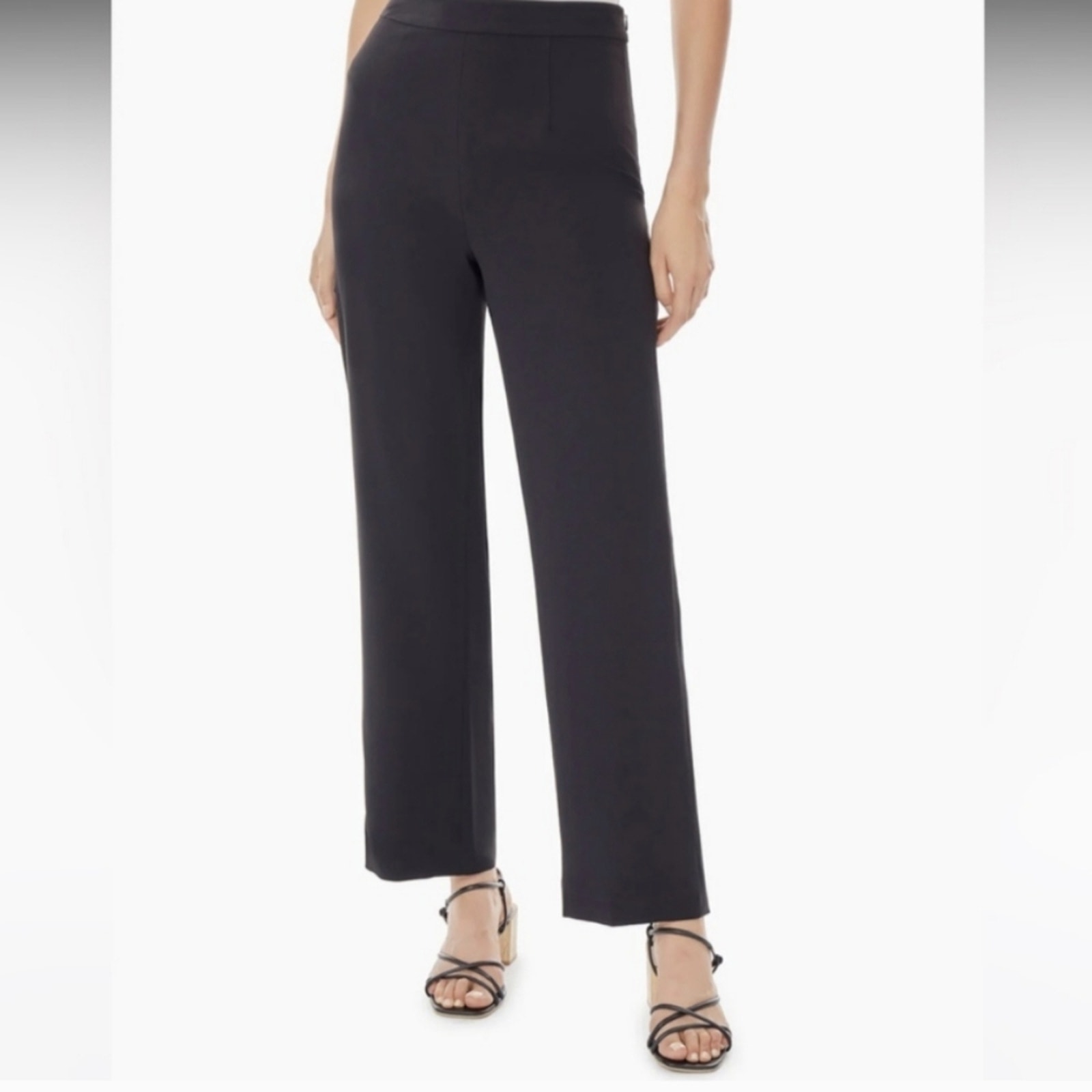 Misook Soft Crepe Straight Leg Pants Elastic Waist Quiet Luxury Women's Large